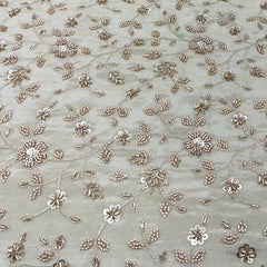 Natural Gold Floral Jal Tissue Cut Dana Embroidery