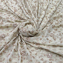Natural Gold Floral Jal Tissue Cut Dana Embroidery