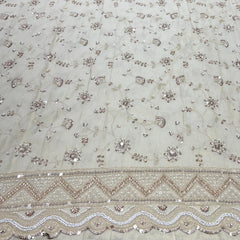 Natural Gold Floral Jal Tissue Cut Dana Daman Embroidery