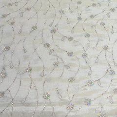 Natural Gold Floral Jal Tissue Embroidery