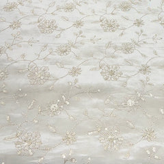 Natural Gold Floral Jal Sequin Tissue Embroidery