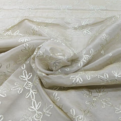 Natural Gold Floral Gota Patti Tissue Embroidery