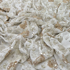 White Floral All Over Cut Dana Crepe Embroidery