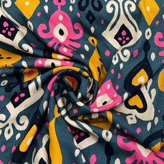 Grey Multicolour Abstract Pashmina Cotton Printed