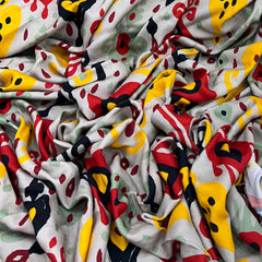 Beige Multicolour Abstract Pashmina Cotton Printed