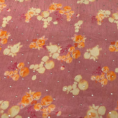 Rose Pink Floral Crush Tissue Print & Embroidery