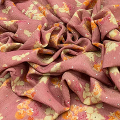 Rose Pink Floral Crush Tissue Print & Embroidery