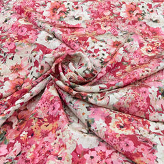 Rani Pink Multicolour Floral Crush Tissue Print & Embroidery