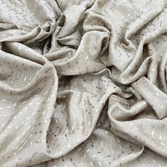 Pastel Beige Wave Thread & Sequins Slub Silk Embroidery