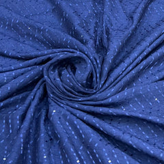 Blue Wave Thread & Sequins Slub Silk Embroidery