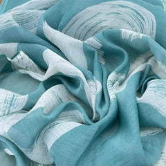 Light Sea Green Geometric Mul Chanderi Printed