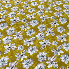 Mustard Yellow Floral Slub Silk Print