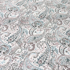 Off White Paisley Slub Silk Print