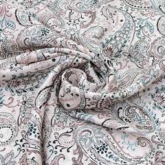 Off White Paisley Slub Silk Print
