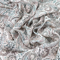 Off White Paisley Slub Silk Print