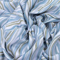 Light Blue Abstract Slub Silk Print
