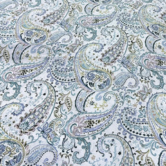Light Blue Paisley Slub Silk Print