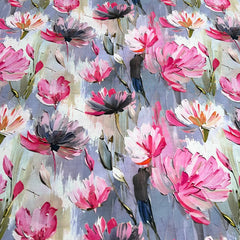 Light Lavender Multicolour Floral Slub Silk Print