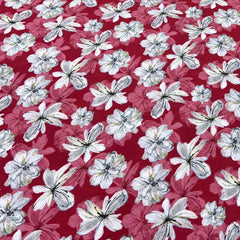Maroon Floral Slub Silk Print