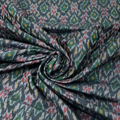 Black Geometric Pure Raw Silk Ikkat