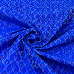 Royal Blue Geometric Pure Raw Silk Ikkat