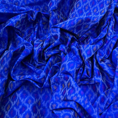 Royal Blue Geometric Pure Raw Silk Ikkat