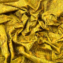 Mustard and Green Geometric Pure Raw Silk Ikkat