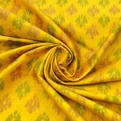 Yellow Geometric Pure Raw Silk Ikkat