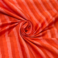 Orange Stripes Pure Raw Silk Ikkat