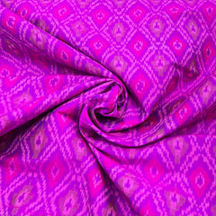 Purple Geometric Pure Raw Silk Ikkat