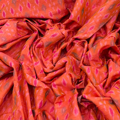 Orange and Pink Geometric Pure Raw Silk Ikkat