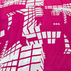 Pink and White Geometric Modal Satin Printed