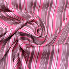 Pink Brown Stripes Modal Satin Printed