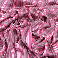 Pink Brown Stripes Modal Satin Printed