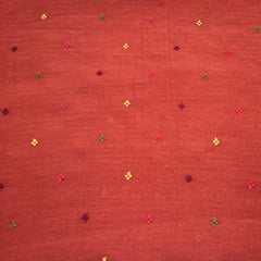 Rust Orange Multicolour Butti Mul Chanderi Embroidery