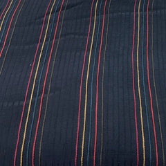 Black Multicolour Stripes Mul Chanderi Embroidery