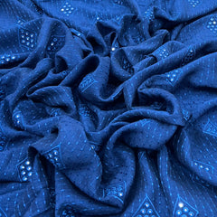 Blue Mirror Work & Thread Slub Silk Embroidery
