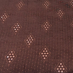 Brown Mirror Work & Thread Slub Silk Embroidery