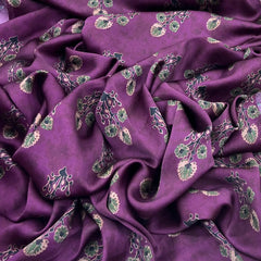 Purple Floral Modal Satin Printed