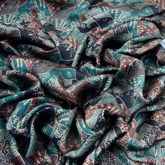 Emerald Green Abstract Modal Satin Printed