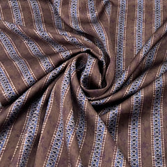 Coffee Brown Stripes Modal Satin Printed