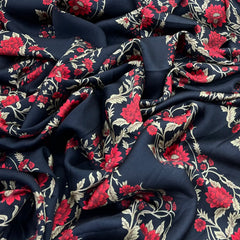 Black Floral & Stripes Modal Satin Printed