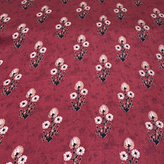 Maroon Floral Motif Modal Satin Printed