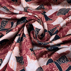 Maroon Abstract Modal Satin Printed