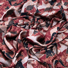 Maroon Abstract Modal Satin Printed