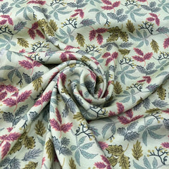 Pista Green Floral Linen Satin Printed