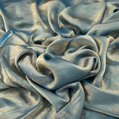 Two Tone Teal Blue Glass Tissue Organza Plain