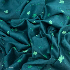 Emerald Green Lotus Chanderi Printed