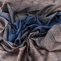 Blue Beige Wave Chanderi Printed