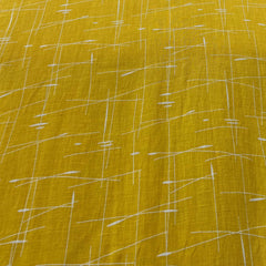 Yellow White Abstract Pure Linen Printed